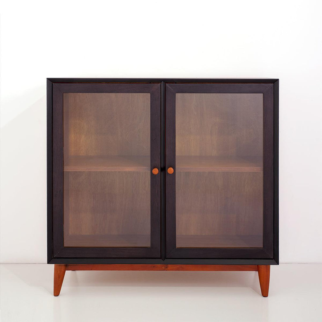 40in Mid-Century Modern Showcase - Teak & Black (৪ কুঠুরি ২ দরজা) - Bohu Bangladesh