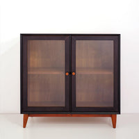 40in Mid-Century Modern Showcase - Teak & Black (৪ কুঠুরি ২ দরজা) - Bohu Bangladesh