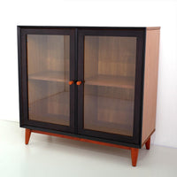 40in Mid-Century Modern Showcase - Teak & Black (৪ কুঠুরি ২ দরজা) - Bohu Bangladesh