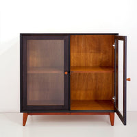 40in Mid-Century Modern Showcase - Teak & Black (৪ কুঠুরি ২ দরজা) - Bohu Bangladesh