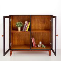40in Mid-Century Modern Showcase - Teak & Black (৪ কুঠুরি ২ দরজা) - Bohu Bangladesh