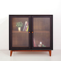 40in Mid-Century Modern Showcase - Teak & Black (৪ কুঠুরি ২ দরজা) - Bohu Bangladesh