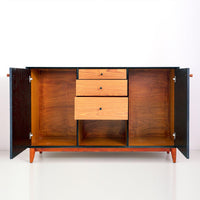 60in Mid-Century Modern Cabinet- Teak & Black (৬ কুঠুরি ২ দরজা) - Bohu Bangladesh
