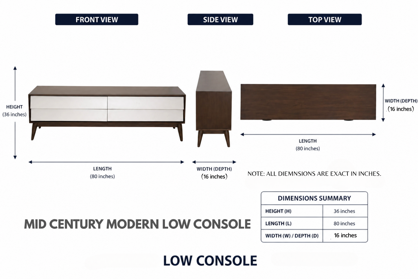 Mid Century Modern Low Console