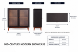 40in Mid-Century Modern Showcase - Teak & Black (৪ কুঠুরি ২ দরজা)