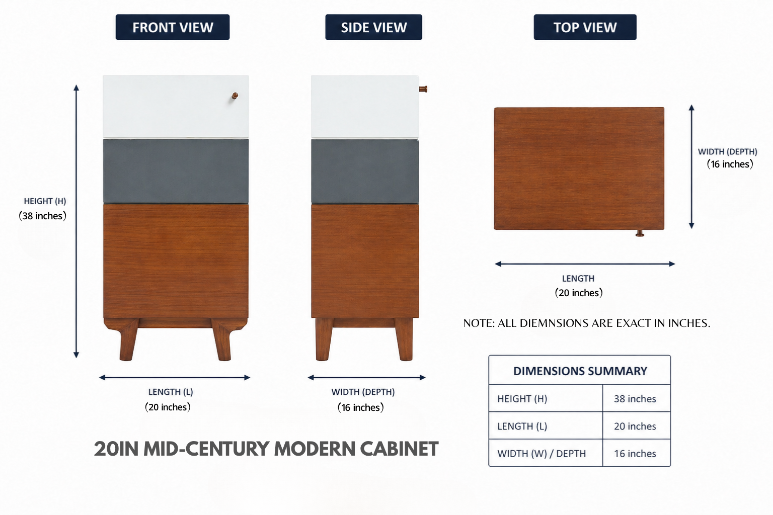 20in Mid-Century Modern Cabinet
