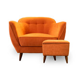 M23 Mid Century Modern Sofa Armchair pouf orange| Living room furniture