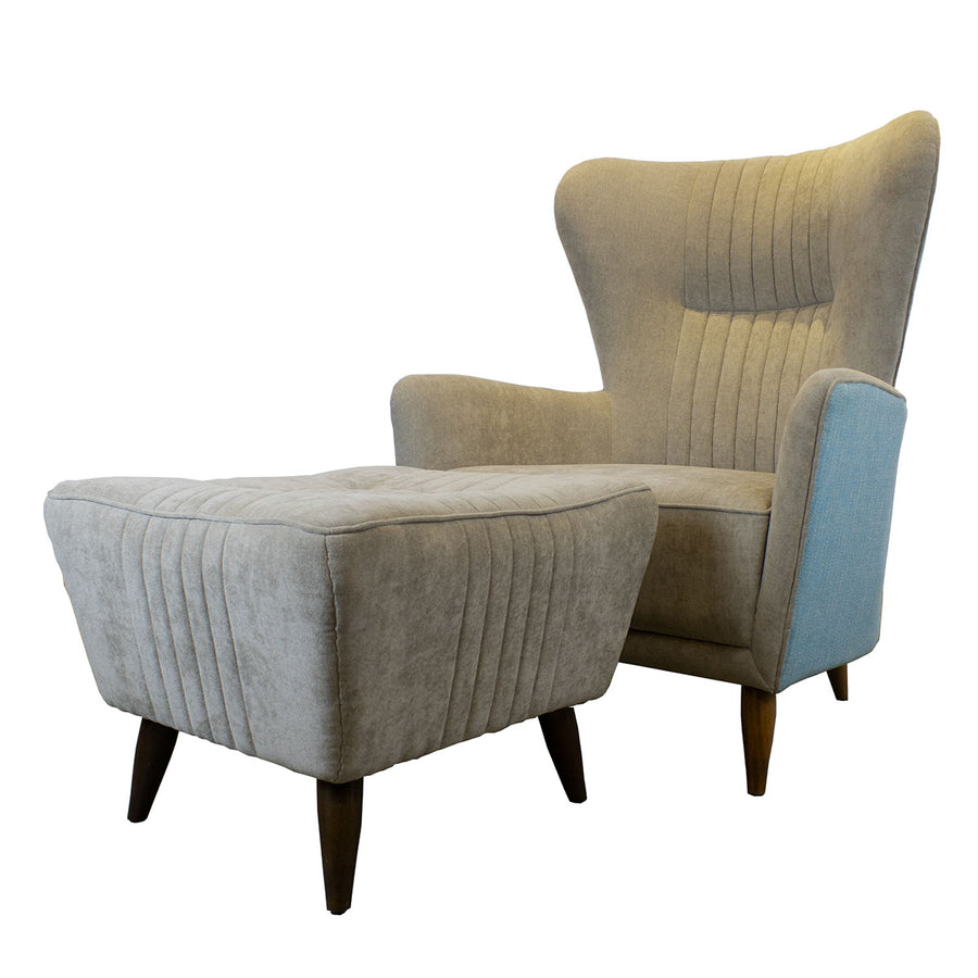 M23 Winged Armchair with Footrest_Gray