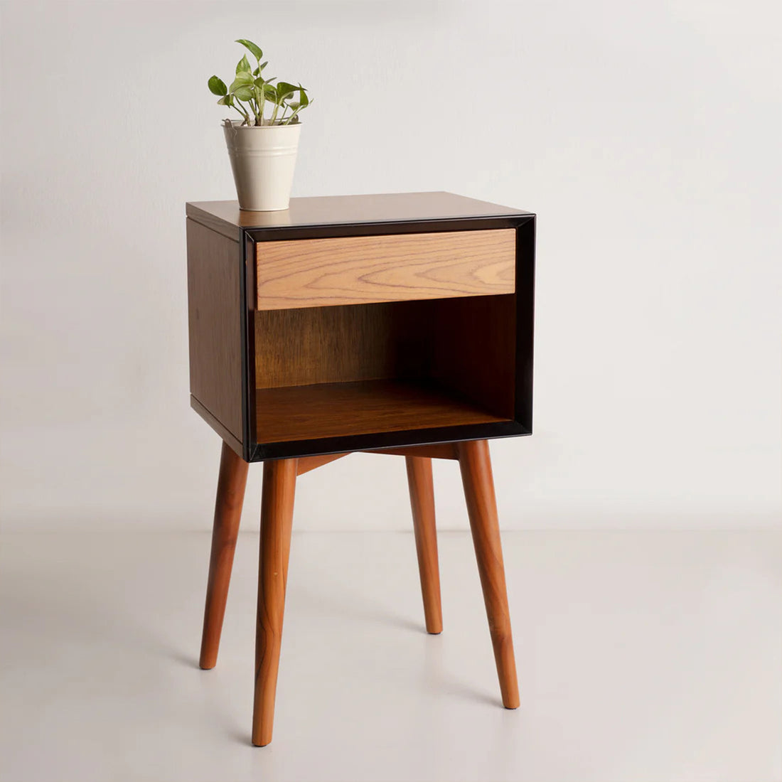 MCM Night Stand Drawer Shelf-walnut