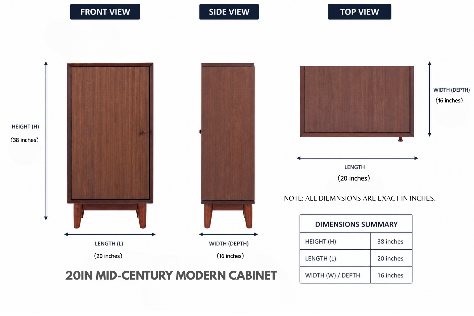 20in Mid-Century Modern Cabinet