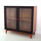 40in Mid-Century Modern Showcase - Teak & Black (৪ কুঠুরি ২ দরজা) - Bohu Bangladesh