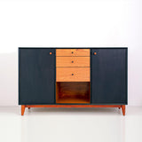 60in Mid-Century Modern Cabinet- Teak & Black (৬ কুঠুরি ২ দরজা) - Bohu Bangladesh